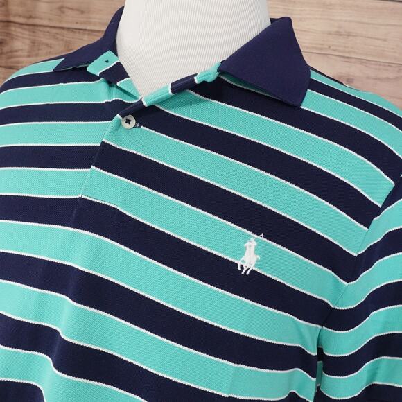 POLO GOLF RALPH LAUREN PERFORMANCE STRIPED POLYCOTTON POLO SHIRT MENS XL PROFIT - Picture 2 of 7